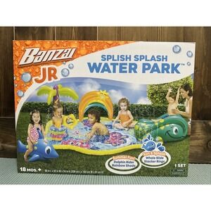 NEW Banzai Splish 'N Splash Kids Inflatable Outdoor Water Park Play Mat w/Slide